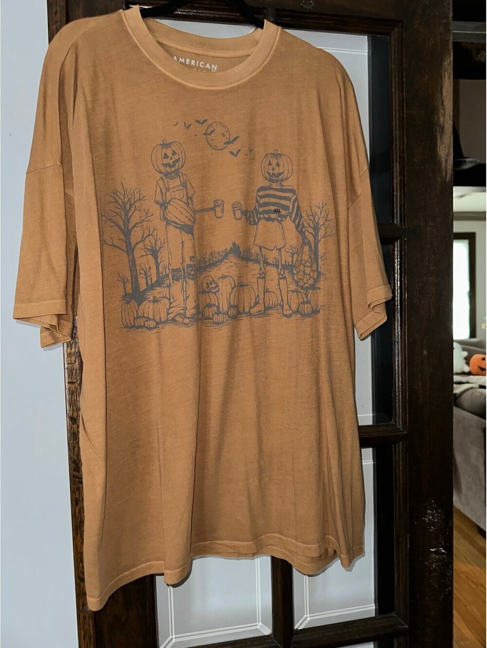 American eagle Halloween skeleton pumpkin patch tshirt